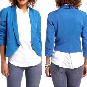 Anthropologie cartonnier blue miyette blazer womens size 12